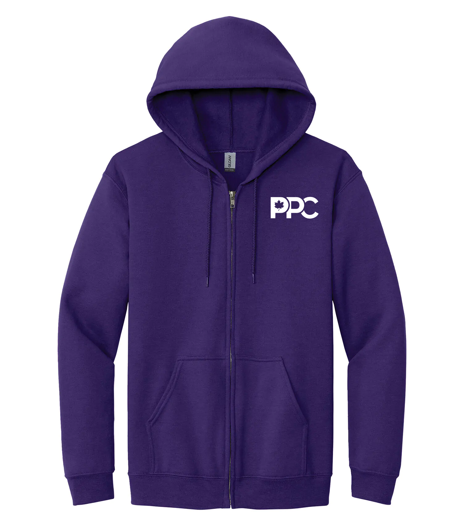 Chandail à capuchon à glissière PPC Gildan violet (candidat)