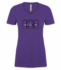 PPC - T-shirt Col V Femme Lumière Violette Dans Le Noir