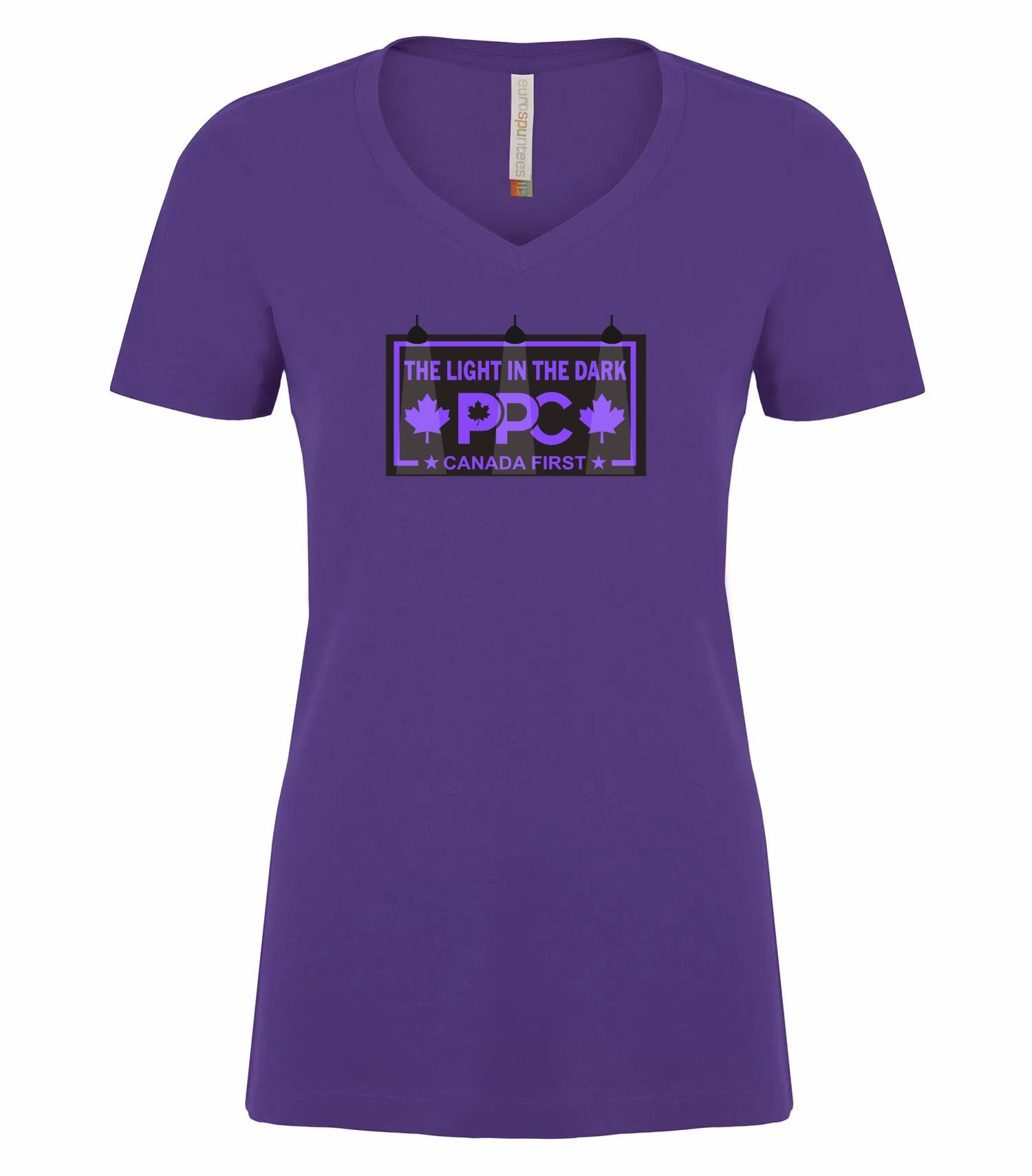 PPC - T-shirt Col V Femme « Purple Light In The Dark » (Candidat)