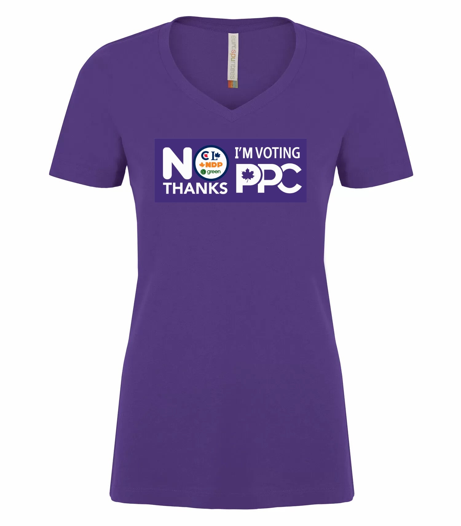 PPC – Tee-shirt à col en V violet "No Thanks Ladies" (Candidat)