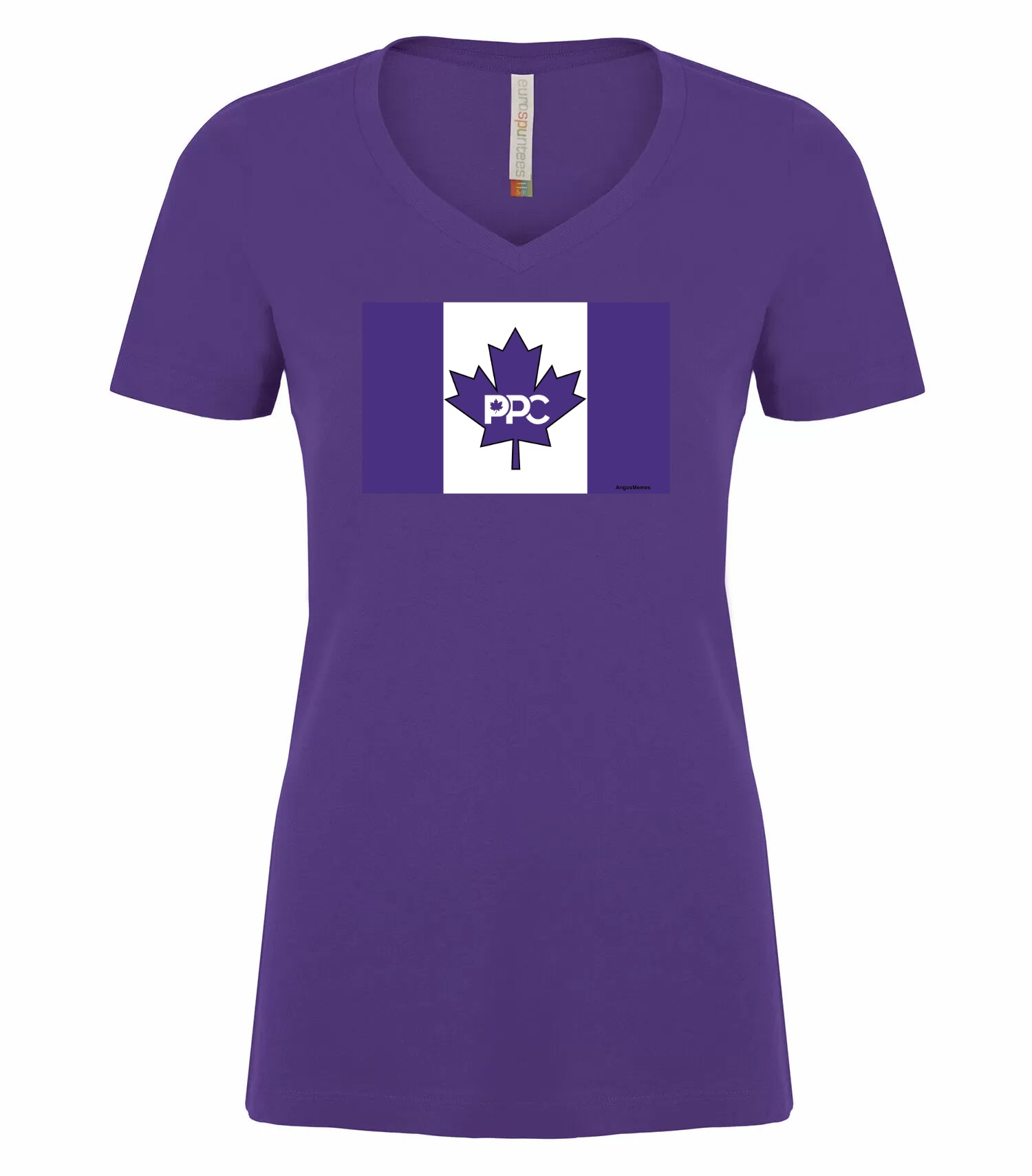 T-shirt col V Femme PPC - Purple PPC Leaf (Candidat)
