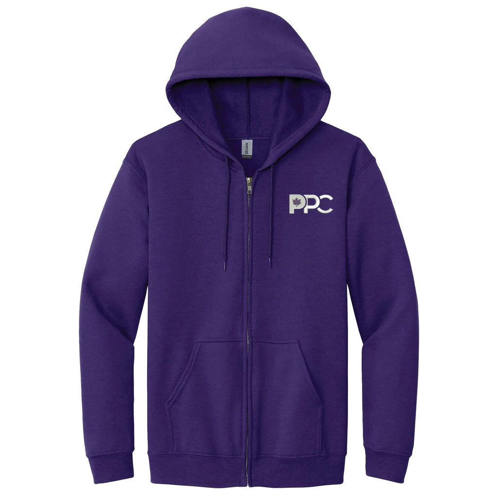 Chandail à capuchon à glissière PPC Gildan violet (candidat)