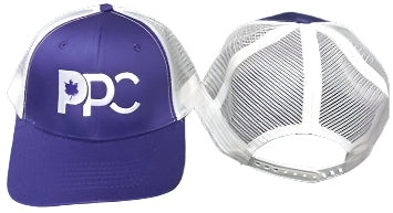 Casquette PPC mauve et blanche en maille (candidat)